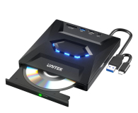 Napęd optyczny UNITEK Nagrywarka zewnętrzna DVD/CD, Hub USB 5Gbps, czytnik kart SD T1037A01